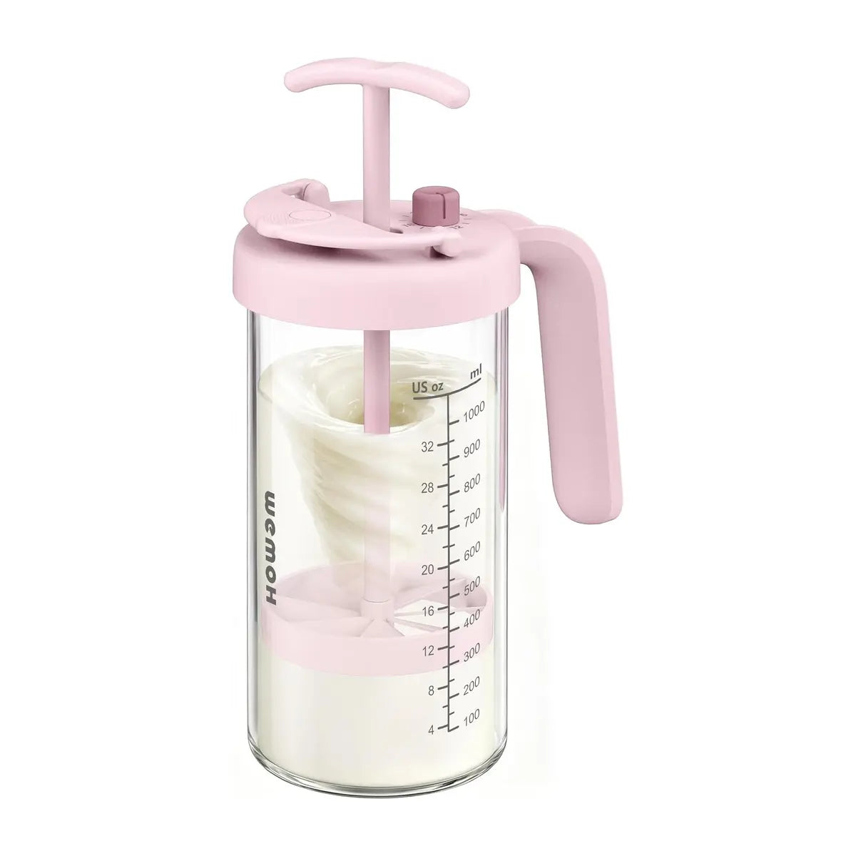 Wemoh 32 Oz Glass Baby Formula Mixing Pitcher - Effortless Manual Mixing with Timer Lid and Easy Pour Spout