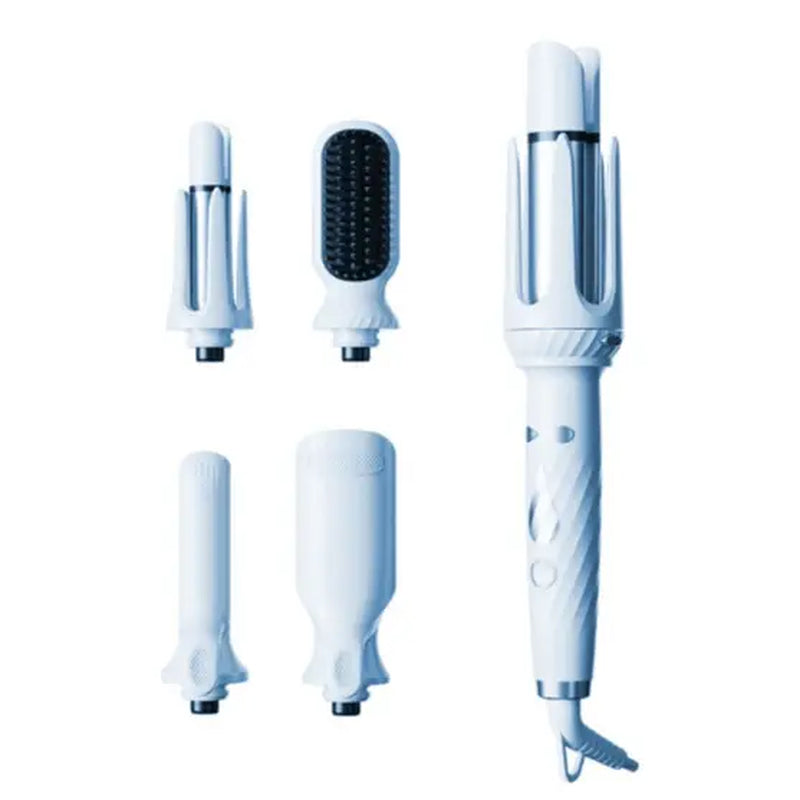 5-In-1 Automatic Rotating Curling Iron Set, Negative Ion Hair Styler for Easy Curls, Beach Waves & Straight Looks, Fast Heating, Beginner-Friendly Anti-Scald Design, Curly Hair, Wavy Hair Styling