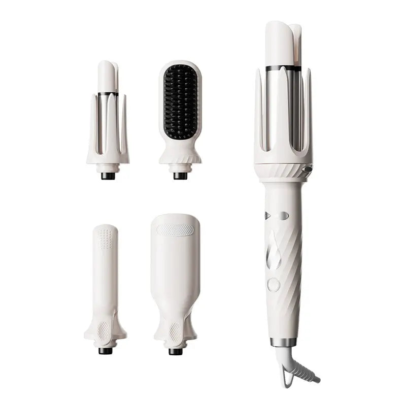 5-In-1 Automatic Rotating Curling Iron Set, Negative Ion Hair Styler for Easy Curls, Beach Waves & Straight Looks, Fast Heating, Beginner-Friendly Anti-Scald Design, Curly Hair, Wavy Hair Styling