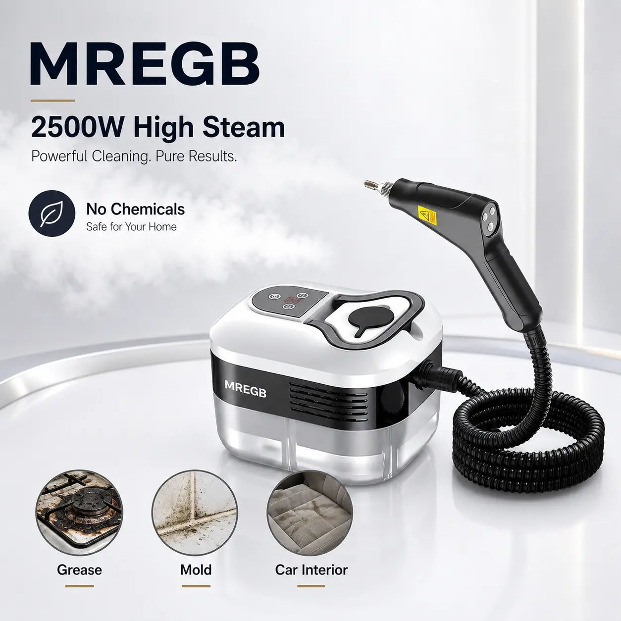 MREGB Handheld Steam Cleaner High-Temperature Pressurized Portable Steamer Fast Heat-Up Deep Cleaning Tool with Accessories for Car Detailing Kitchen Grease Bathroom Tile Floor Multi Surface Home Appliance Wash Equipment