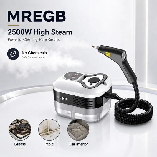 MREGB Handheld Steam Cleaner High-Temperature Pressurized Portable Steamer Fast Heat-Up Deep Cleaning Tool with Accessories for Car Detailing Kitchen Grease Bathroom Tile Floor Multi Surface Home Appliance Wash Equipment