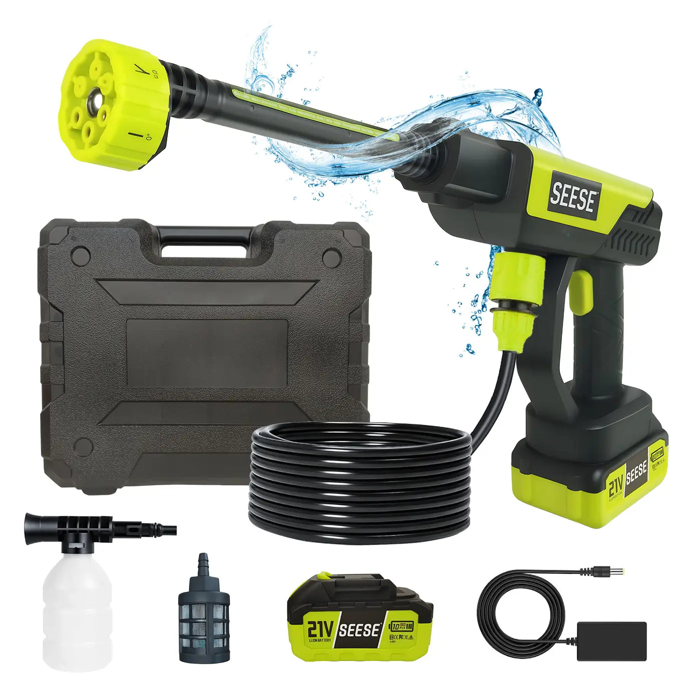【Dealsforyoudays】Seese Cordless Pressure Washer and Single Port Charger Base, Bottle Portable Washer for Car,Home Cleaning & Garden Watering Fathersdaygift