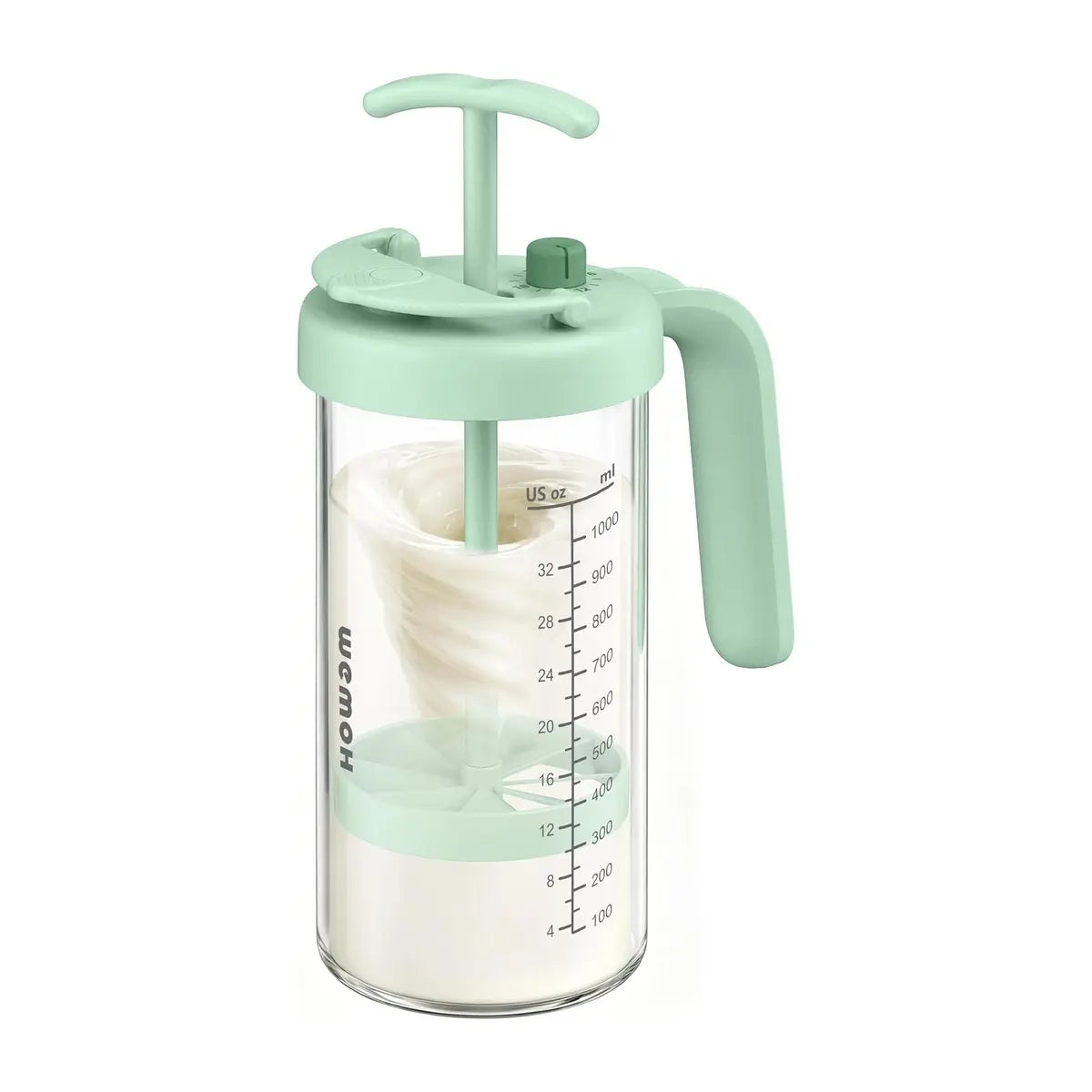 Wemoh 32 Oz Glass Baby Formula Mixing Pitcher - Effortless Manual Mixing with Timer Lid and Easy Pour Spout