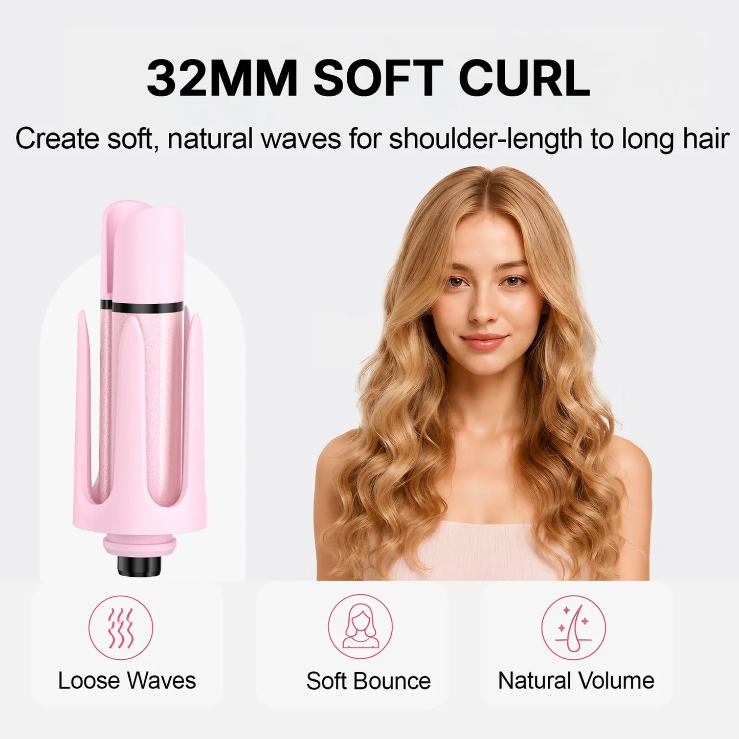 5-In-1 Automatic Rotating Curling Iron Set, Negative Ion Hair Styler for Easy Curls, Beach Waves & Straight Looks, Fast Heating, Beginner-Friendly Anti-Scald Design, Curly Hair, Wavy Hair Styling